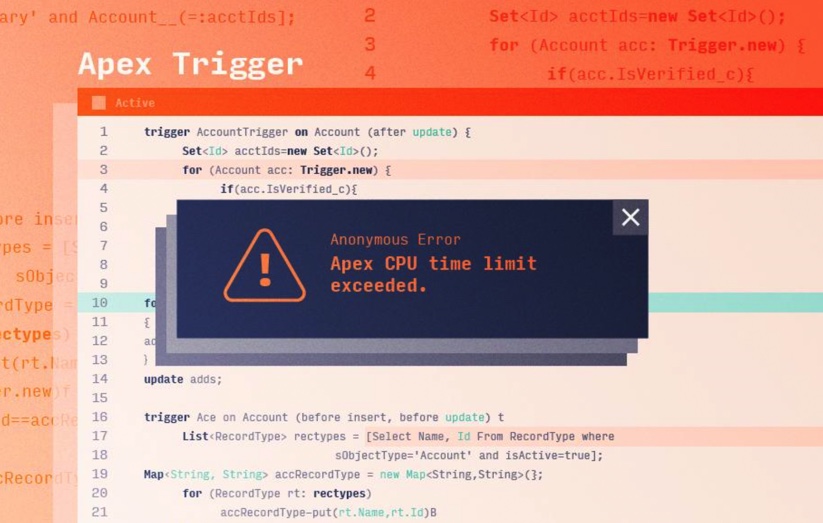 VS Code showing an Apex trigger error or MuleSoft Anypoint Studio flow.