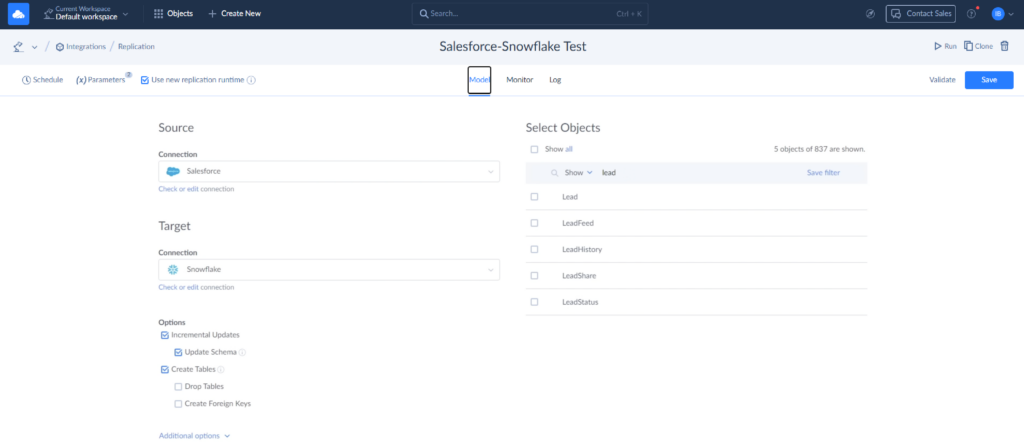Salesforce-Snowflake Replication Model in Skyvia