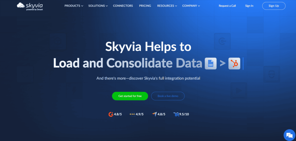 Skyvia Homepage Skyvia