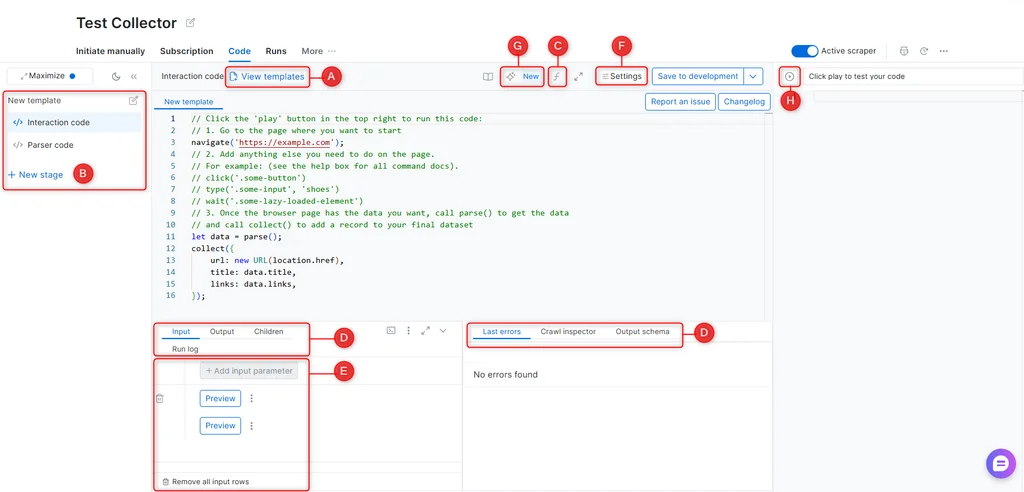 BrightData IDE interface