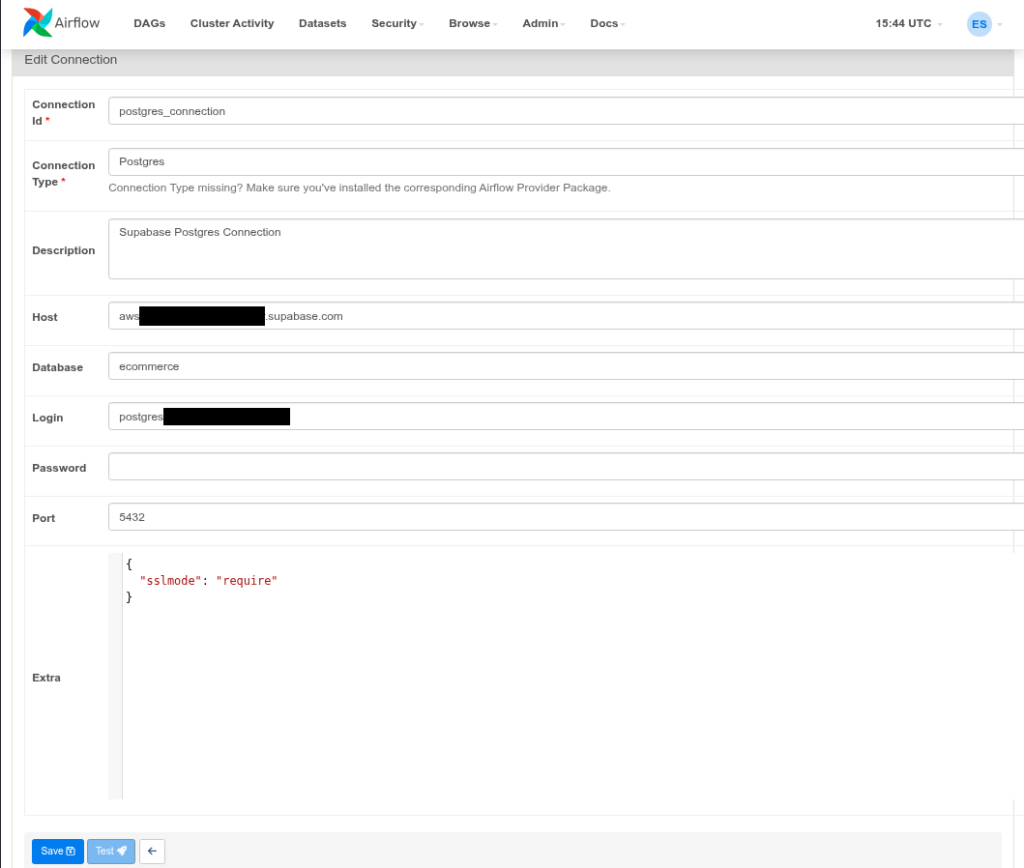 Airflow PostgreSQL connection