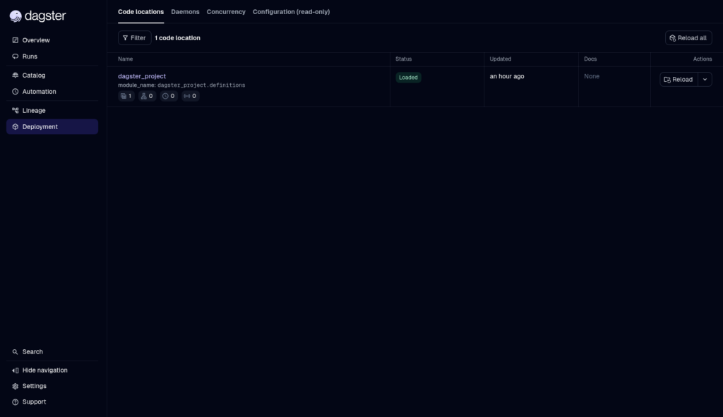 Dagster web UI