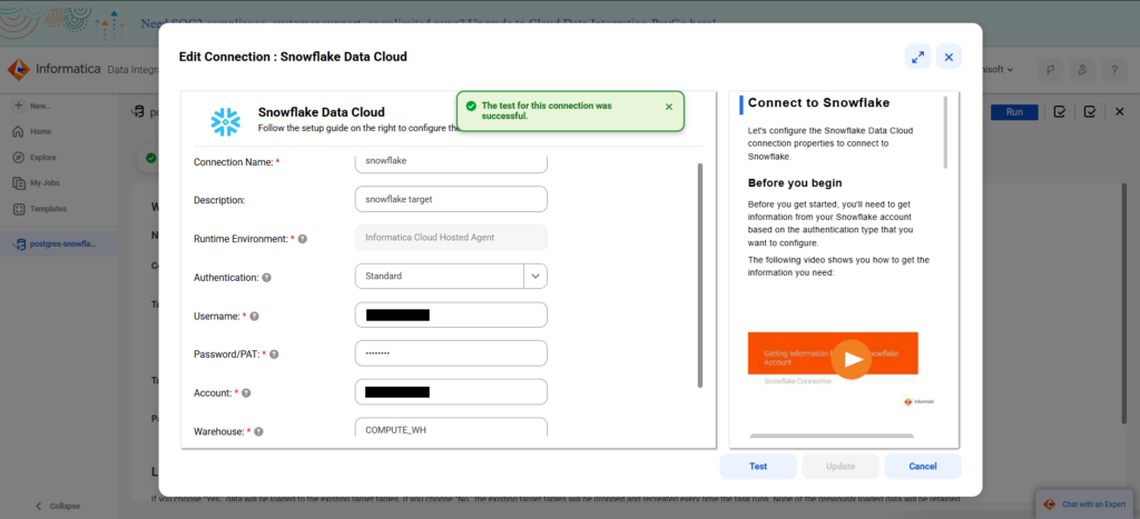 Informatica Snowflake connection
