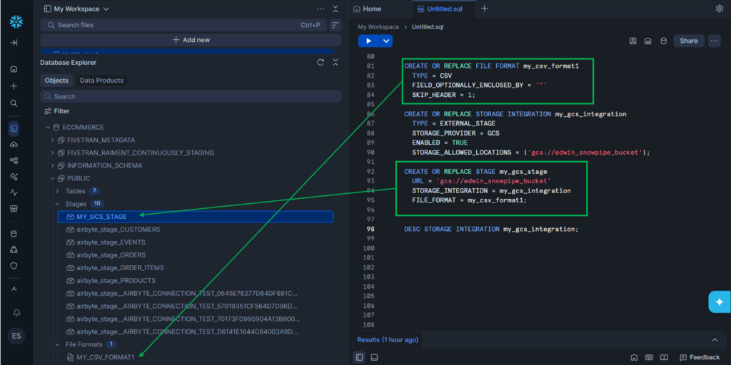 File Format and the Stage in Snmowflake Pipeline