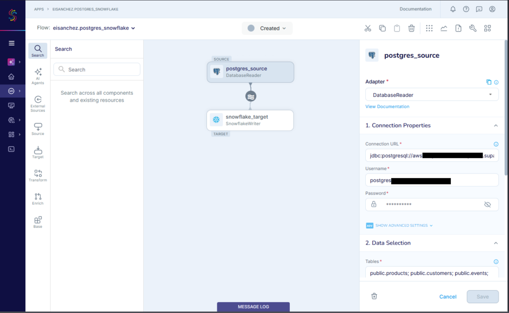 Striim PostgreSQL connection