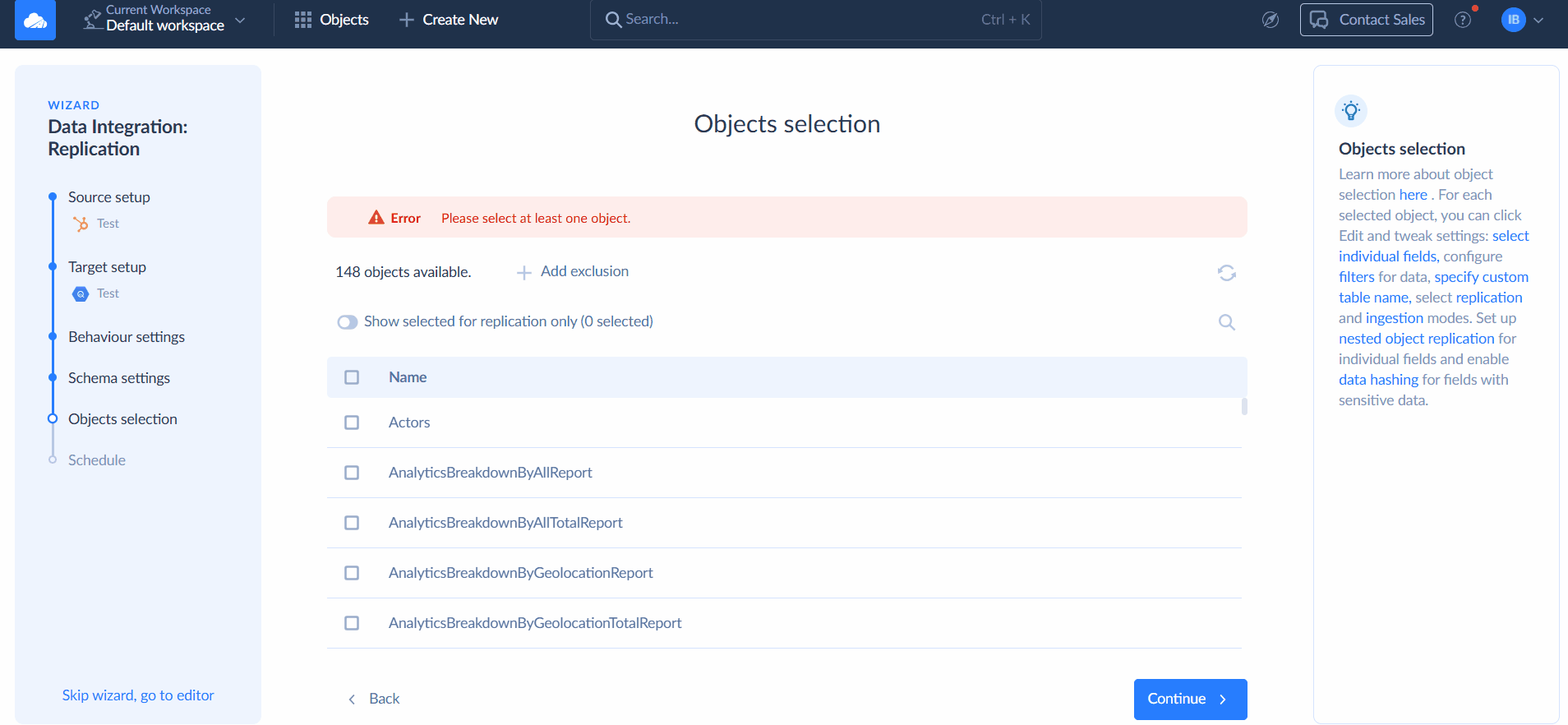 How to select and map objects for Replication in Skyvia GIF Selecting objects for Replication in Skyvia