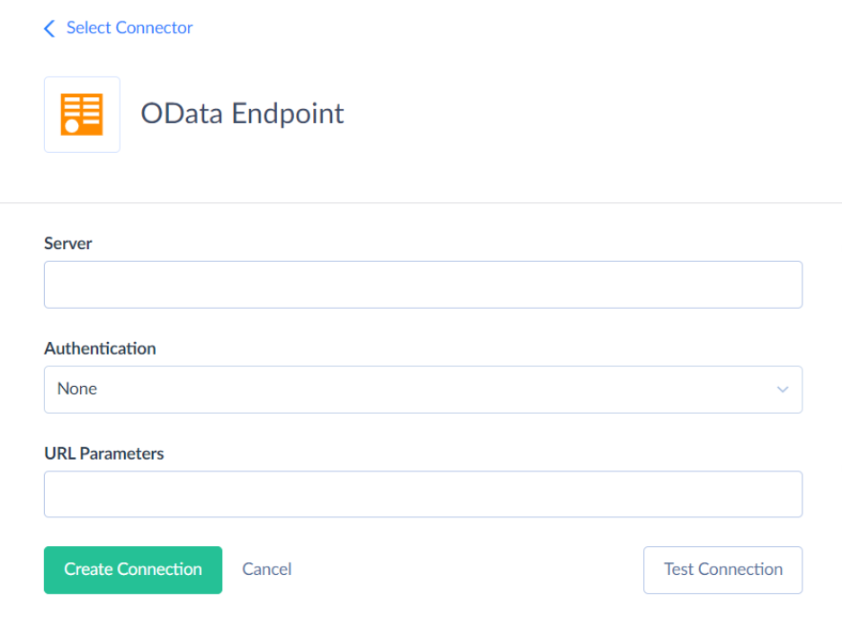 Configuring an OData Endpoint Connection in Skyvia Screenshot of Skyvia's OData Endpoint connection setup form