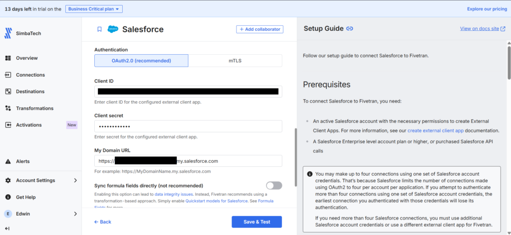Salesforce source in Fivetran