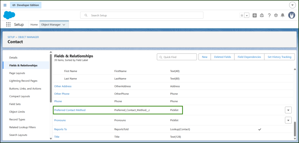 Salesforce object manager