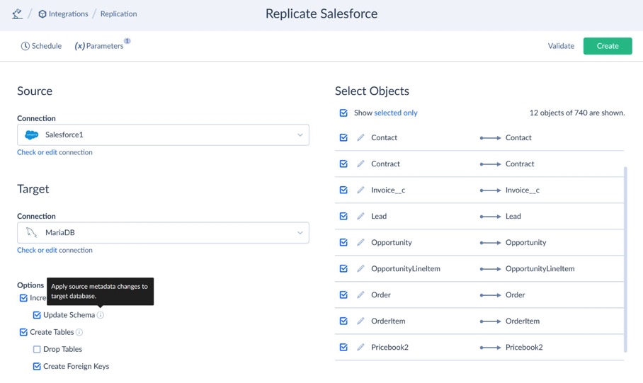 Skyvia Replication Package Settings Wizard