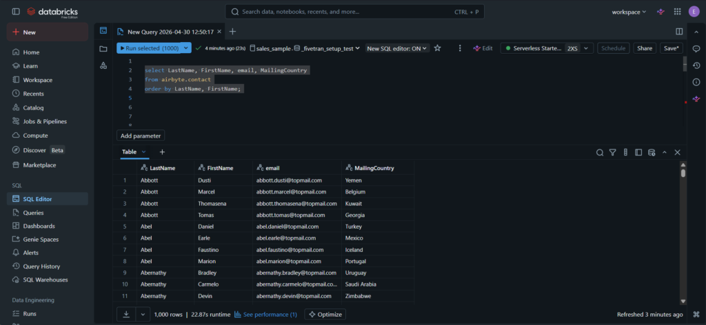 Databricks data rows