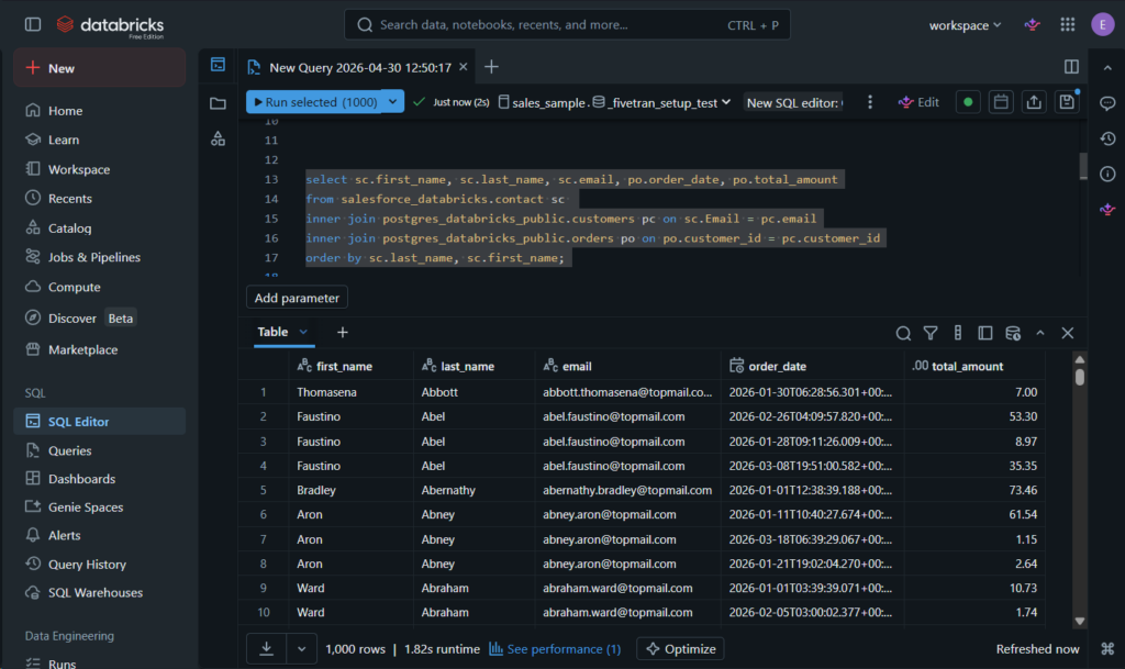 Databricks data rows