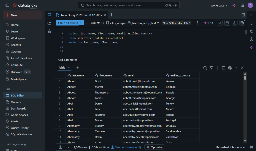 Databricks data rows