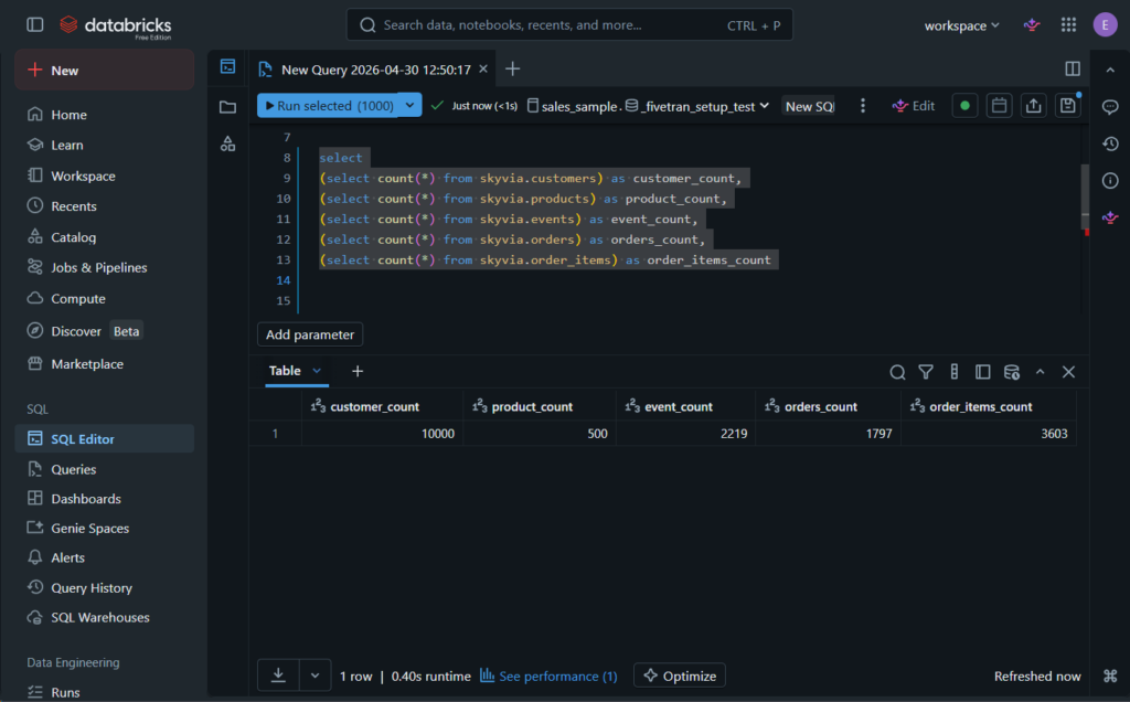 Databricks data results
