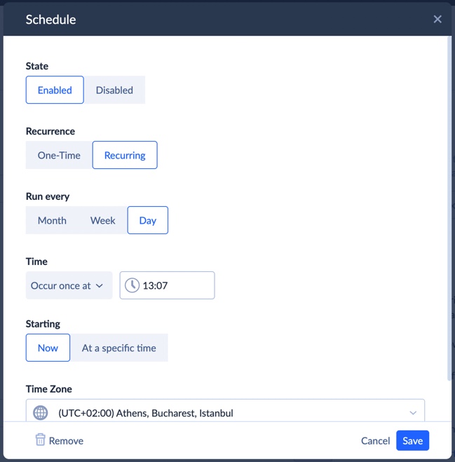 Skyvia schedule