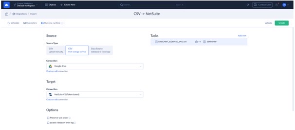 Skyvia NetSuite connection