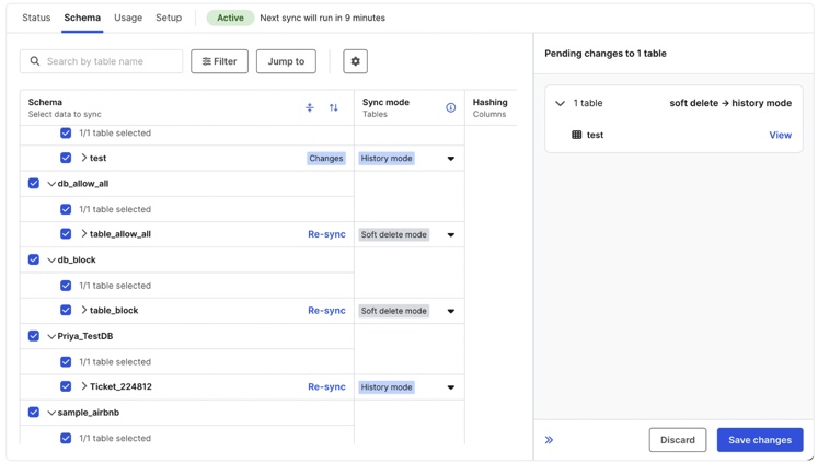 Fivetran schema changes
