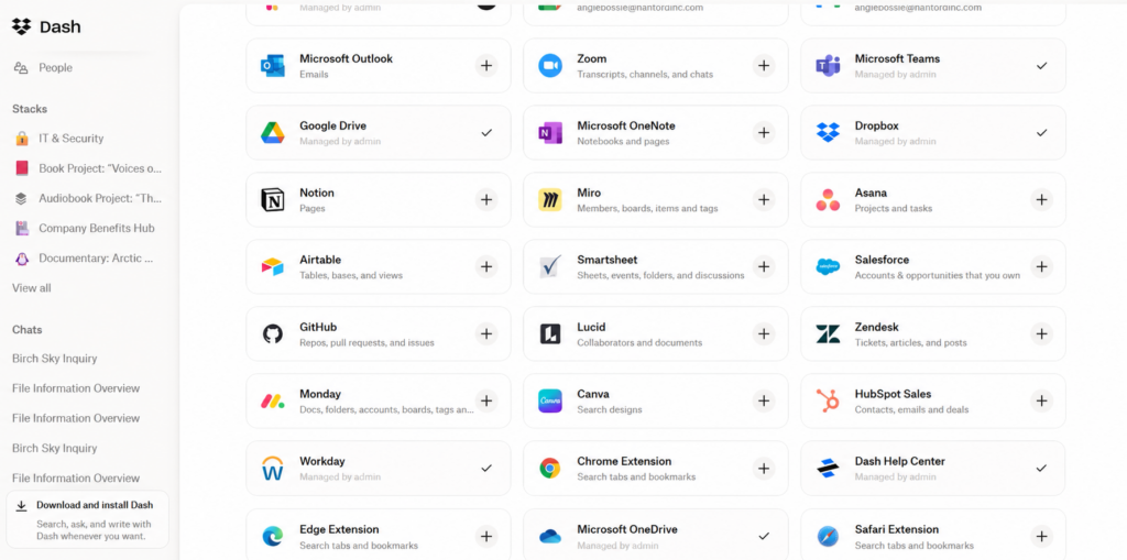 Dropbox Dash apps