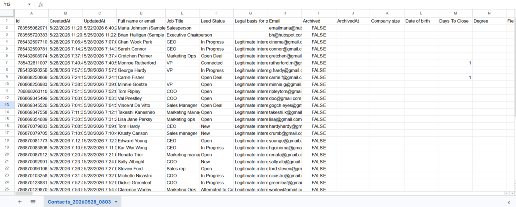 CSV file