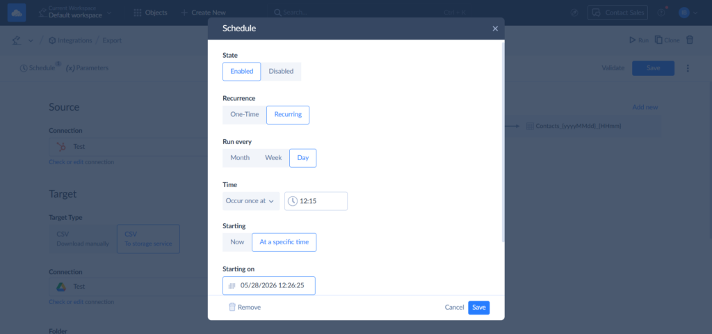 Skyvia schedule