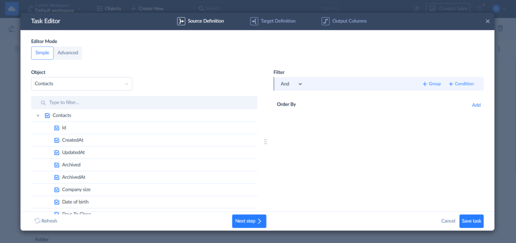 Task Editor in Skyvia