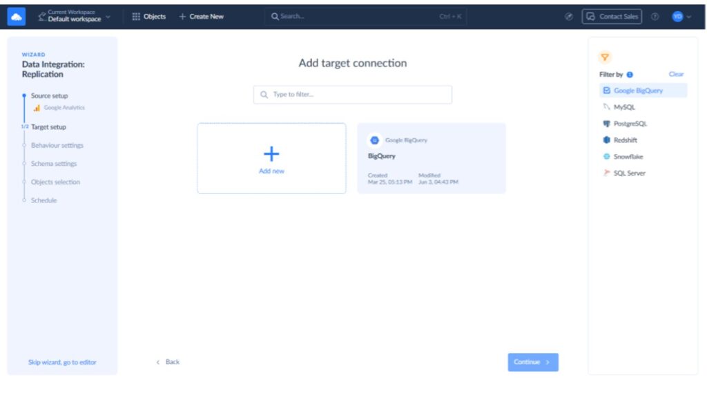 Select your BigQuery connection.