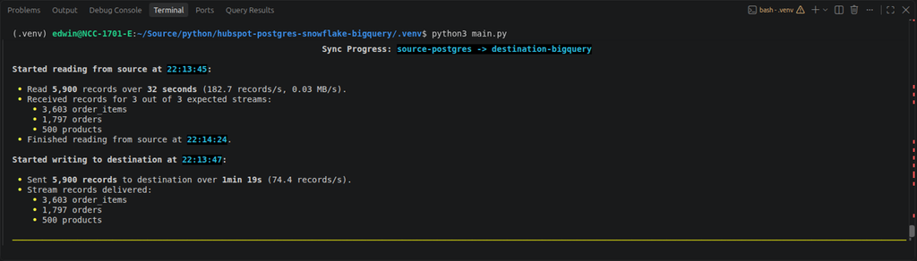 PostgreSQL to BigQuery run time results in Airbyte