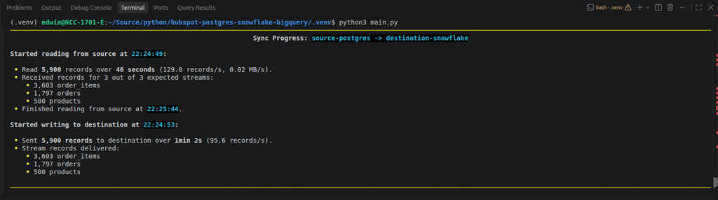 PostgreSQL to Snowflake run time results in Airbyte
