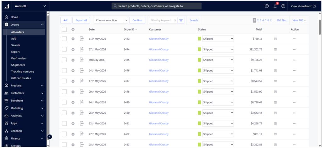 BigCommerce Orders sample