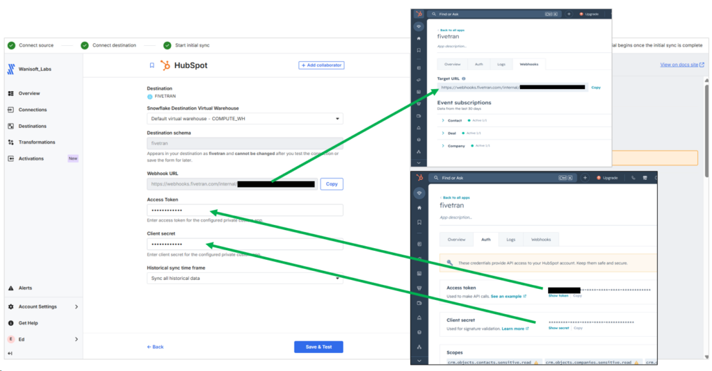 Fivetran HubSpot connection