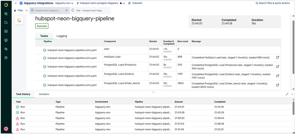 Runtime Results in Matillion
