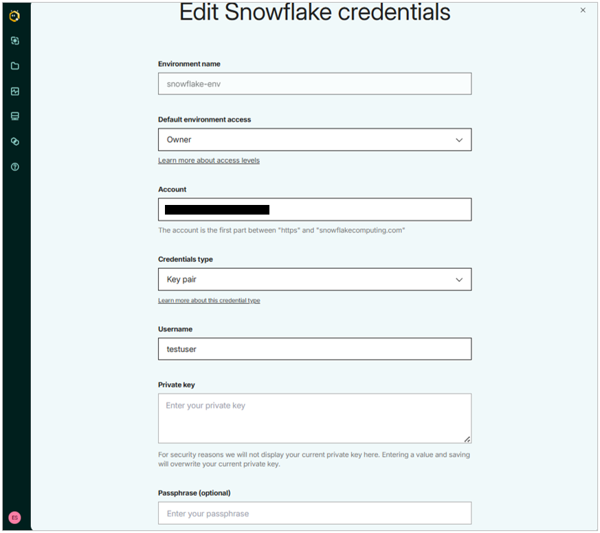 Matillion connector Snowflake configurator