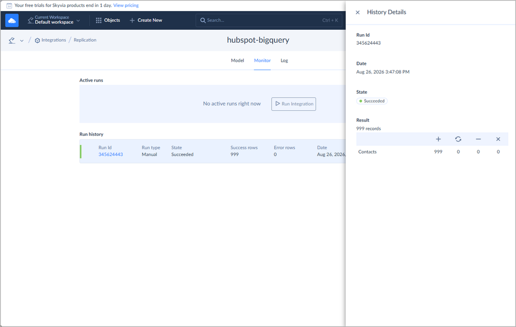 HubSpot to BigQuery contacts took 22 seconds