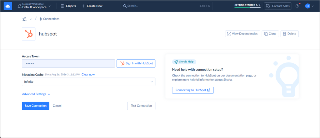 HubSpot connection in Skyvia