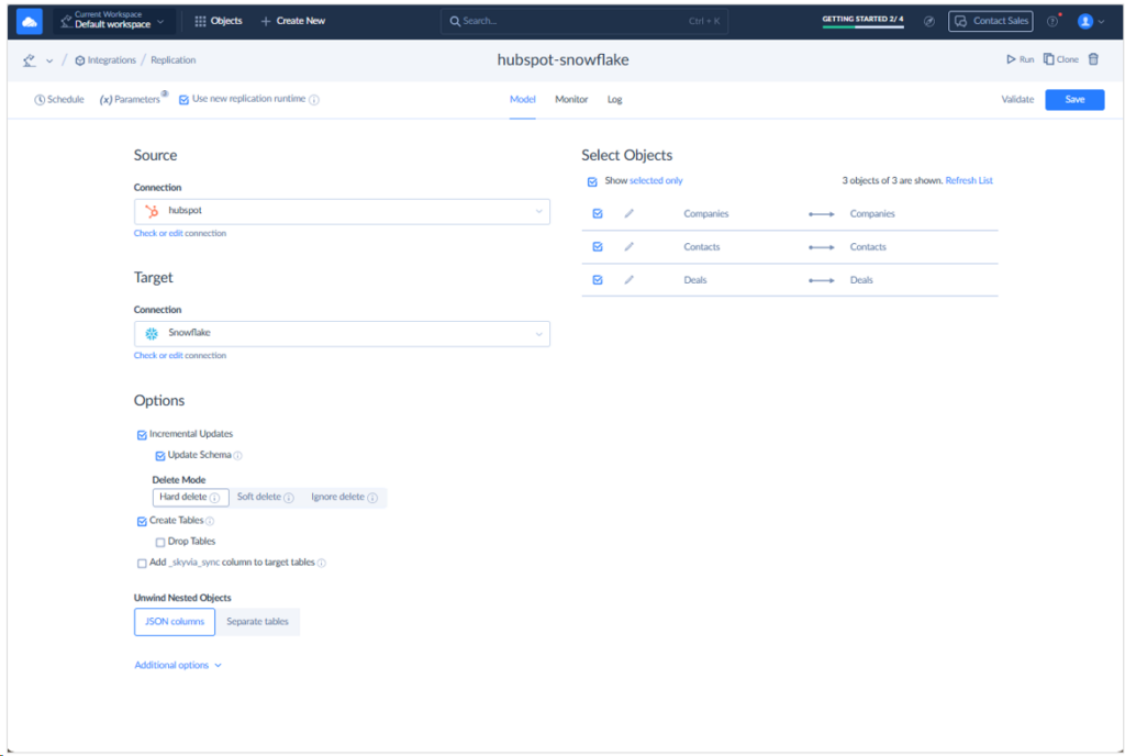 HubSpot to Snowflake Integration Using Skyvia