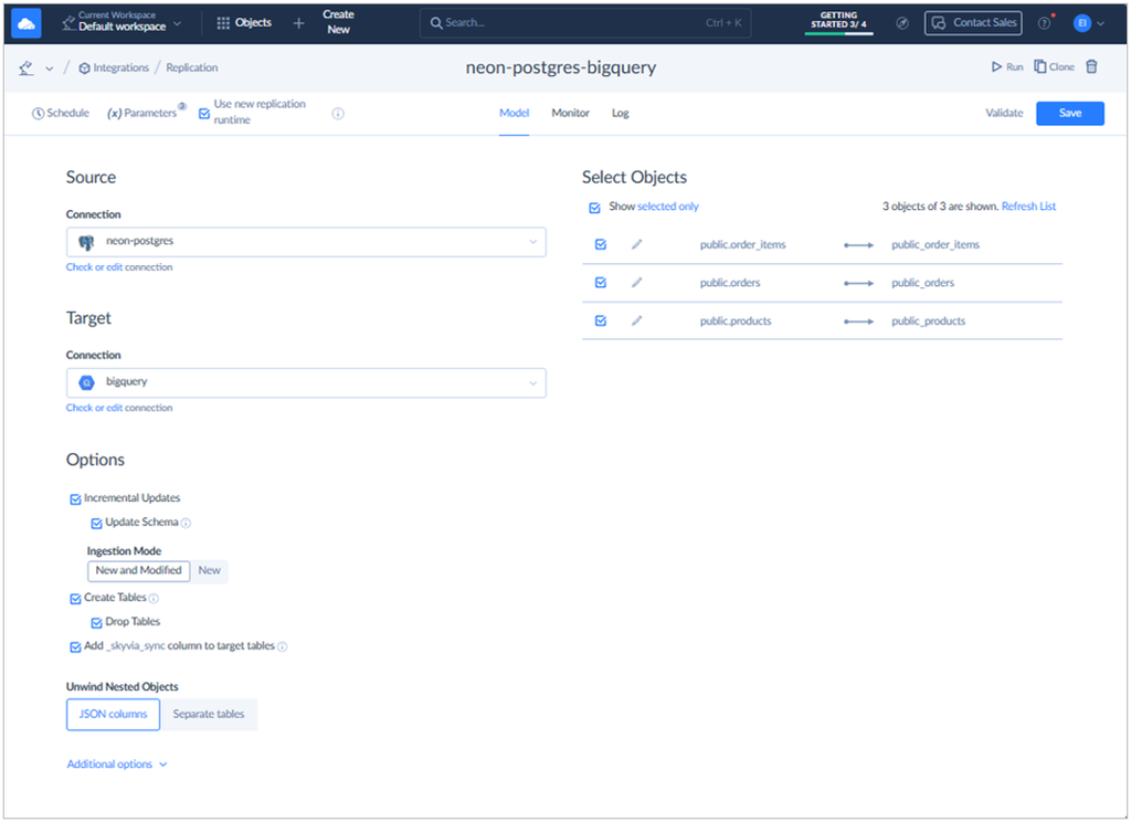 PostgreSQL to BigQuery replication in Skyvia