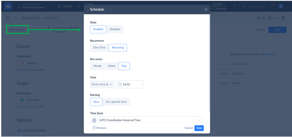 Skyvia schedule