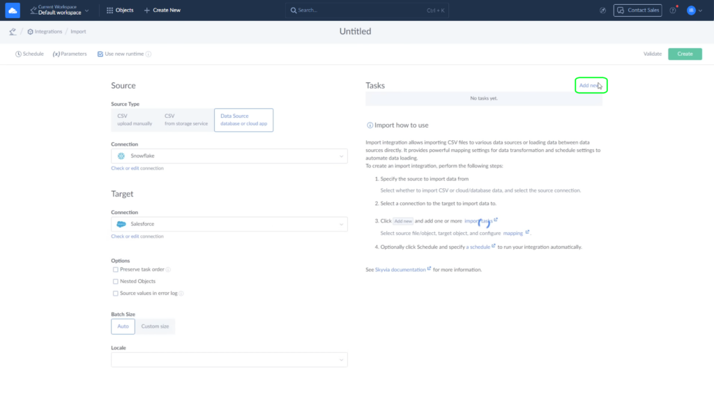 How to set Snowflake to Salesforce import in Skyvia Snowflake to Salesforce Import in Skyvia