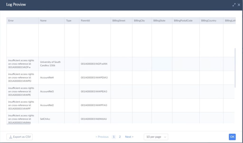 How to preview errors in Skyvia Log Skyvia Log Preview