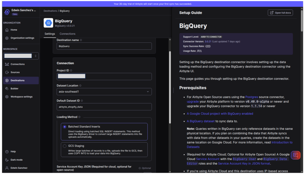 BigQuery connector by Airbyte