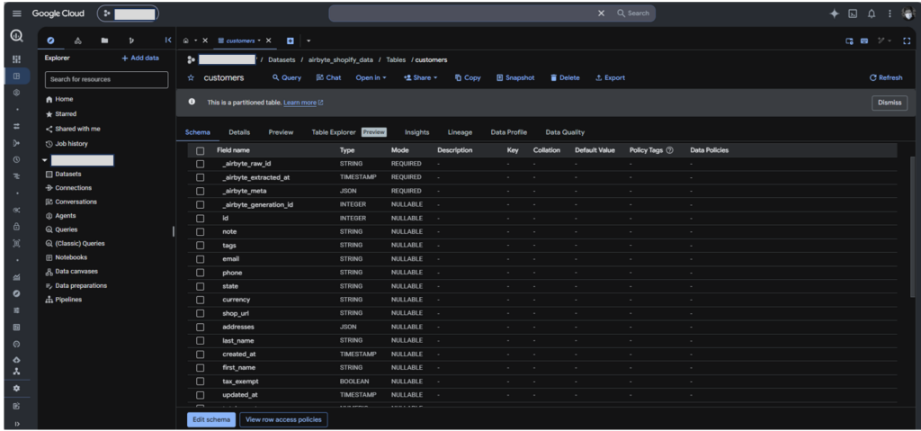 Checking the Output in BigQuery