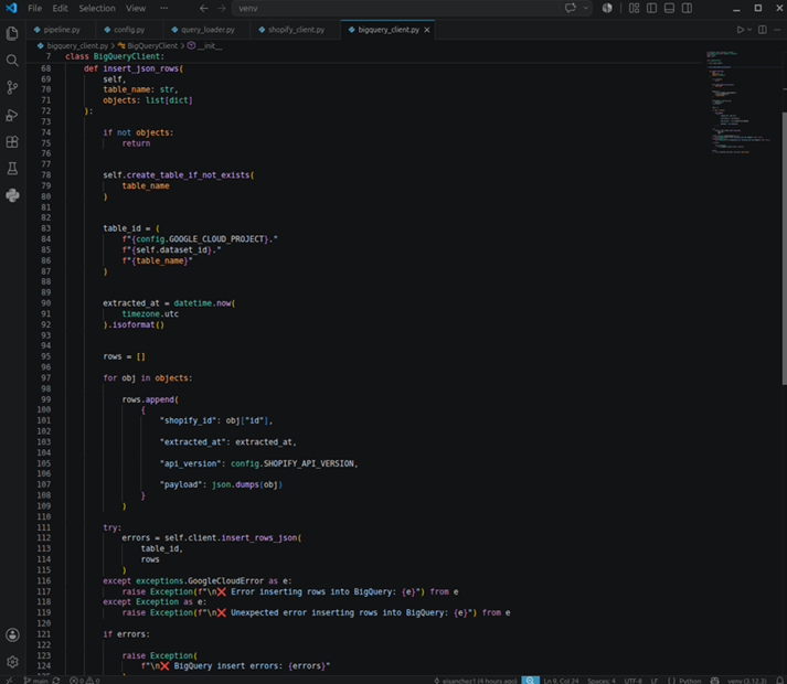 Inserting rows in BigQuery