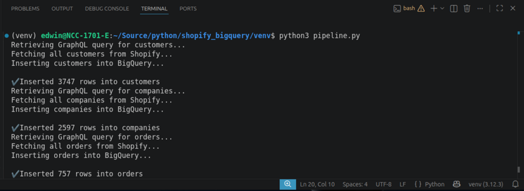 Script output in the console