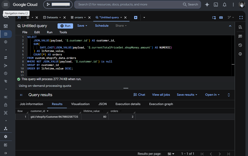 BigQuery results