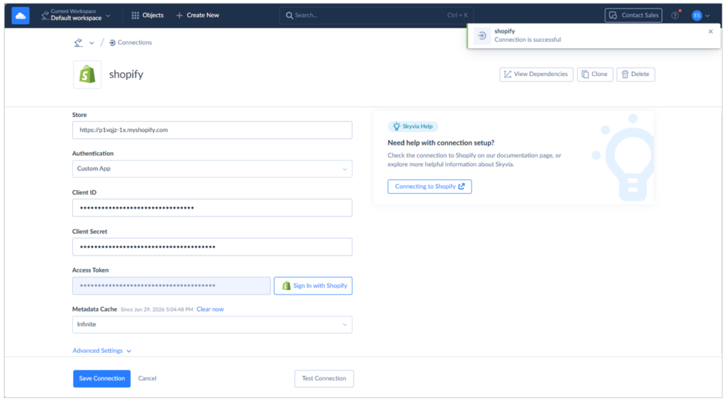 Shopify connector by Skyvia