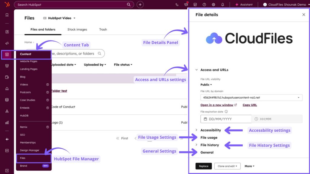 CloudFiles in HubSpot