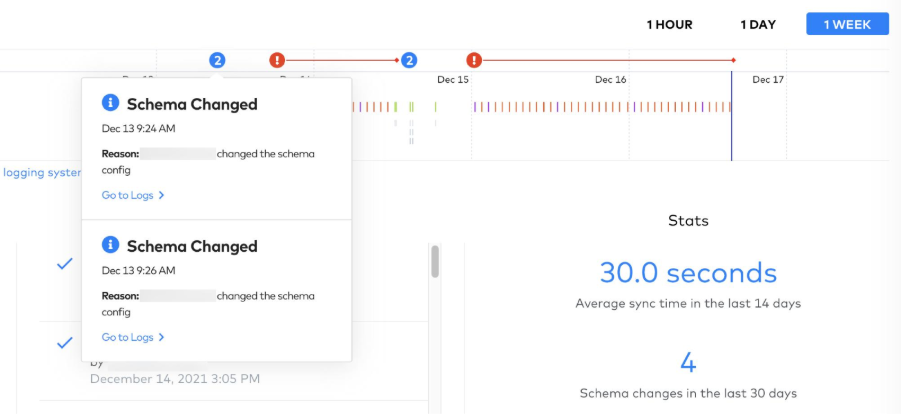 Fivetran sync dashboard showing data pipeline status and schema handling during a PostgreSQL to BigQuery migration.