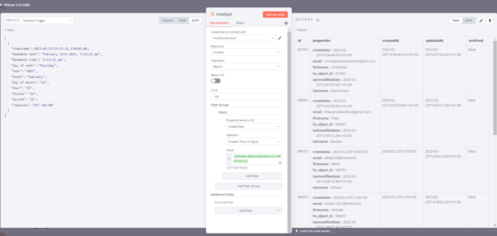 n8n HubSpot integration dashboard
