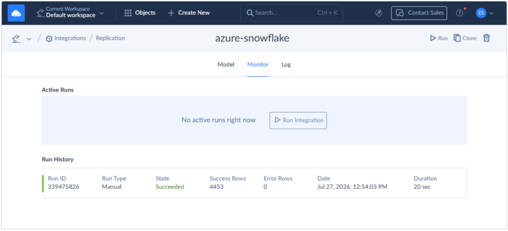 runtime results for Azure Snowflake