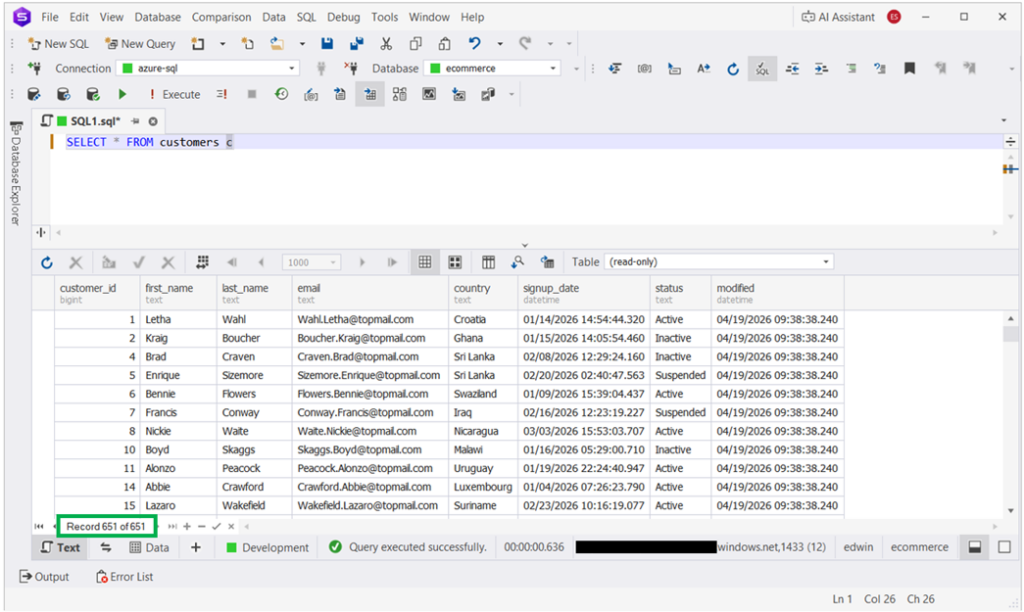 SQL Server Sample Dataset